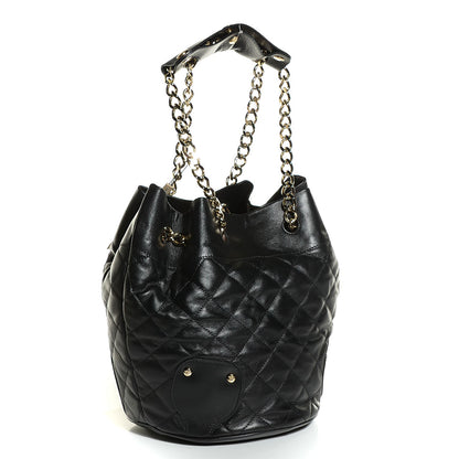 Burberry Calfskin Quilted Bucket Shoulder Bag Black 3 of 8