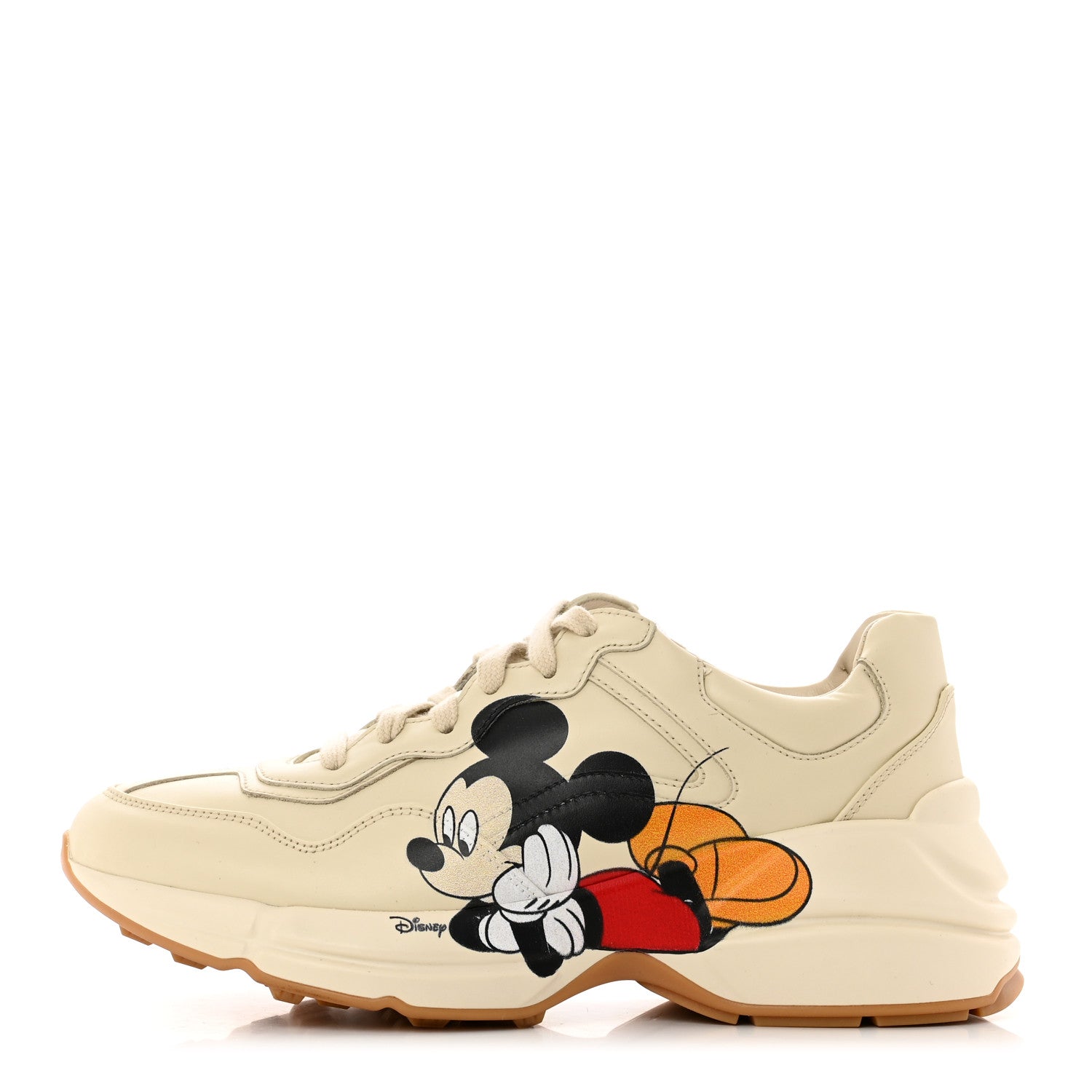 Gucci X DISNEY Calfskin Mickey Mouse Womens Rhyton Sneakers 38 Ivory 1 of 9