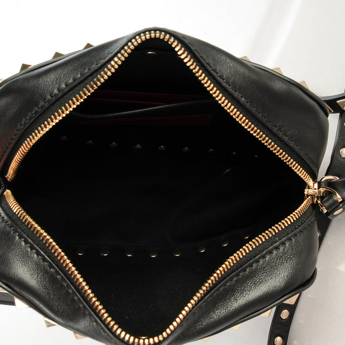 Calfskin Rockstud Camera Crossbody Bag Black