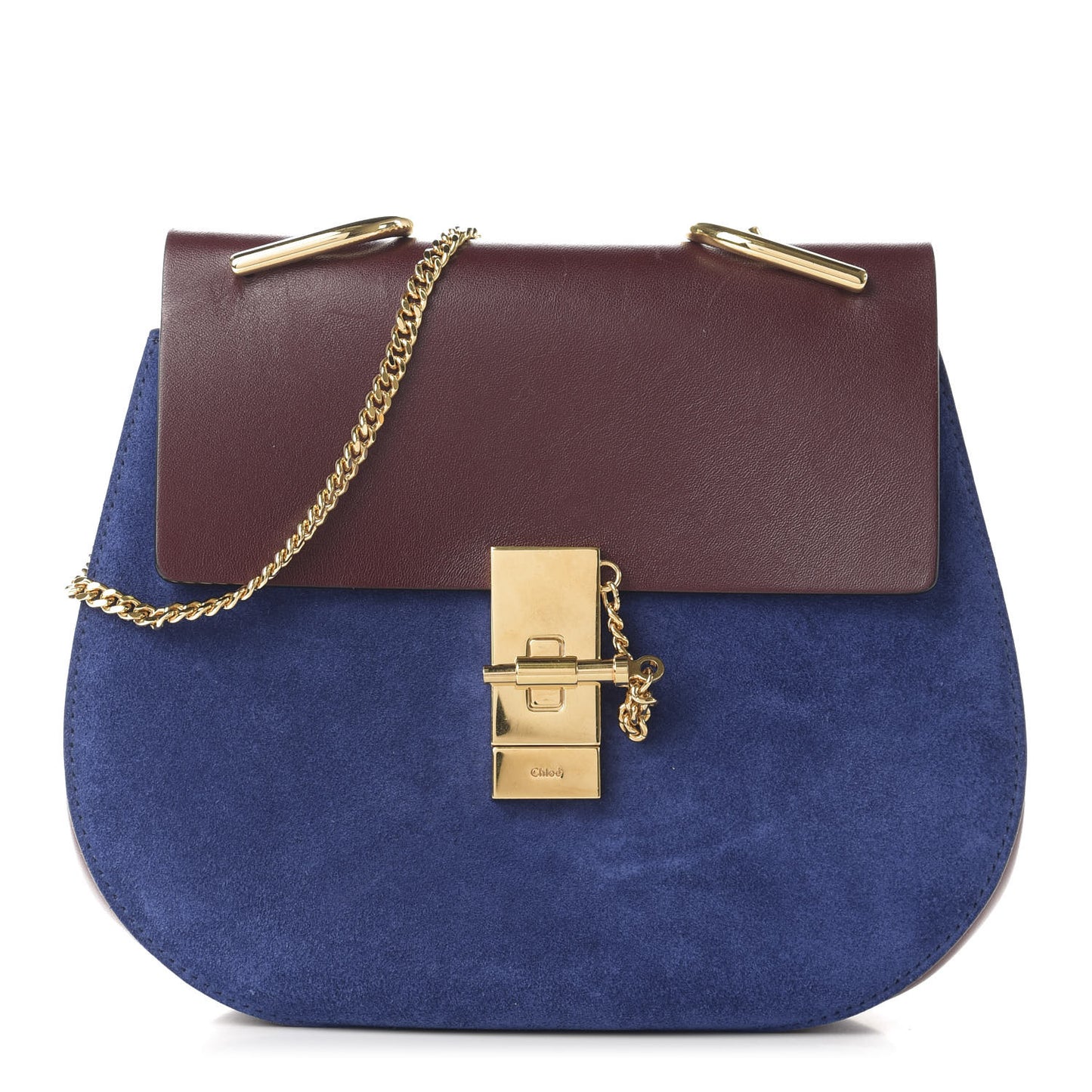 Suede Smooth Calfskin Drew Shoulder Bag Dark Velvet