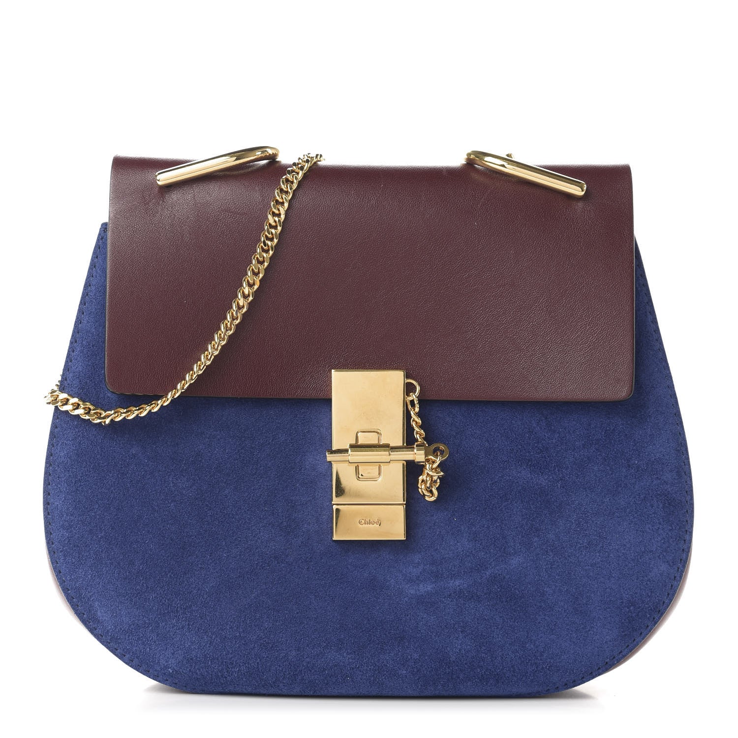 Chloe Suede Smooth Calfskin Drew Shoulder Bag Dark Velvet 1 of 10