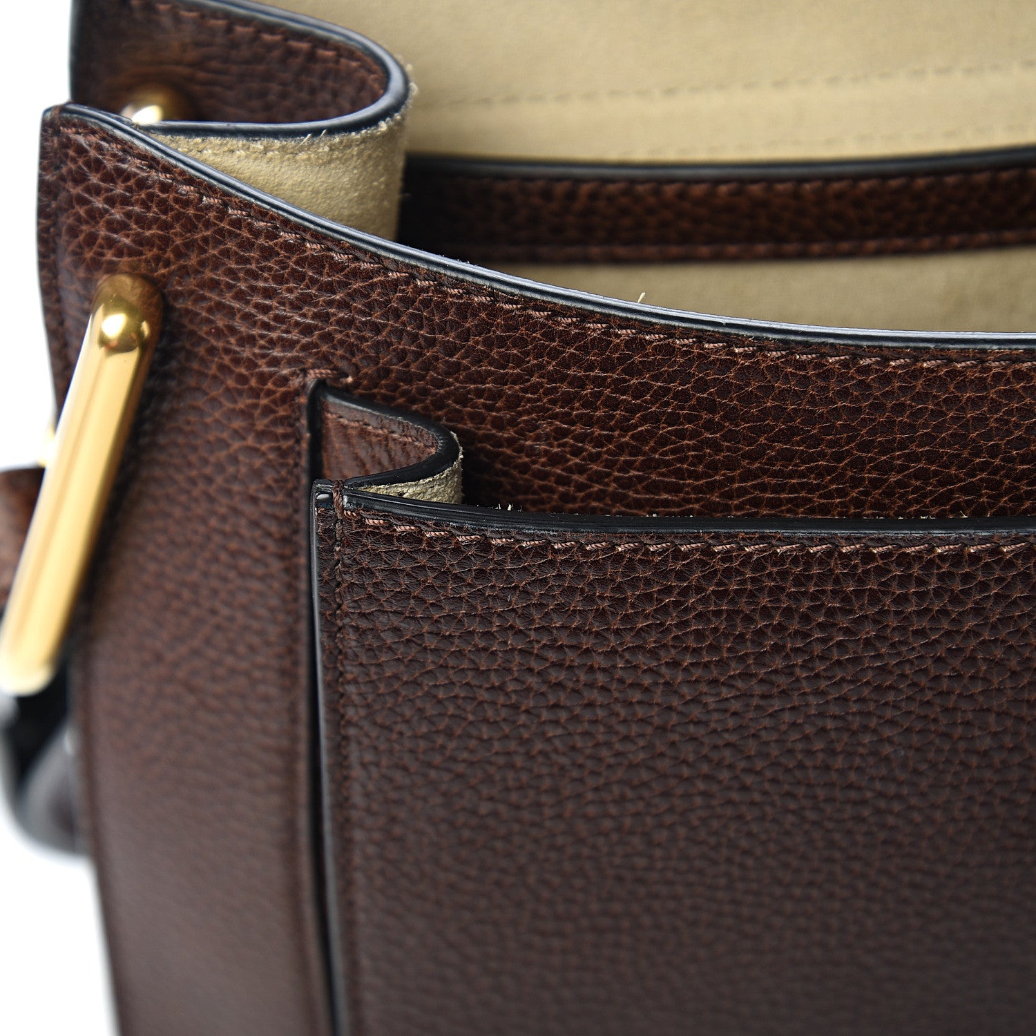 Chloe Grained Calfskin Medium Hudson Tassel Shoulder Bag Dark Wood 8 of 14