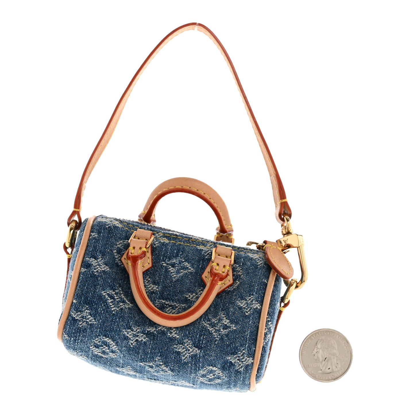 LV X TM Monogram Denim Cerises Micro Speedy Bag Charm Blue