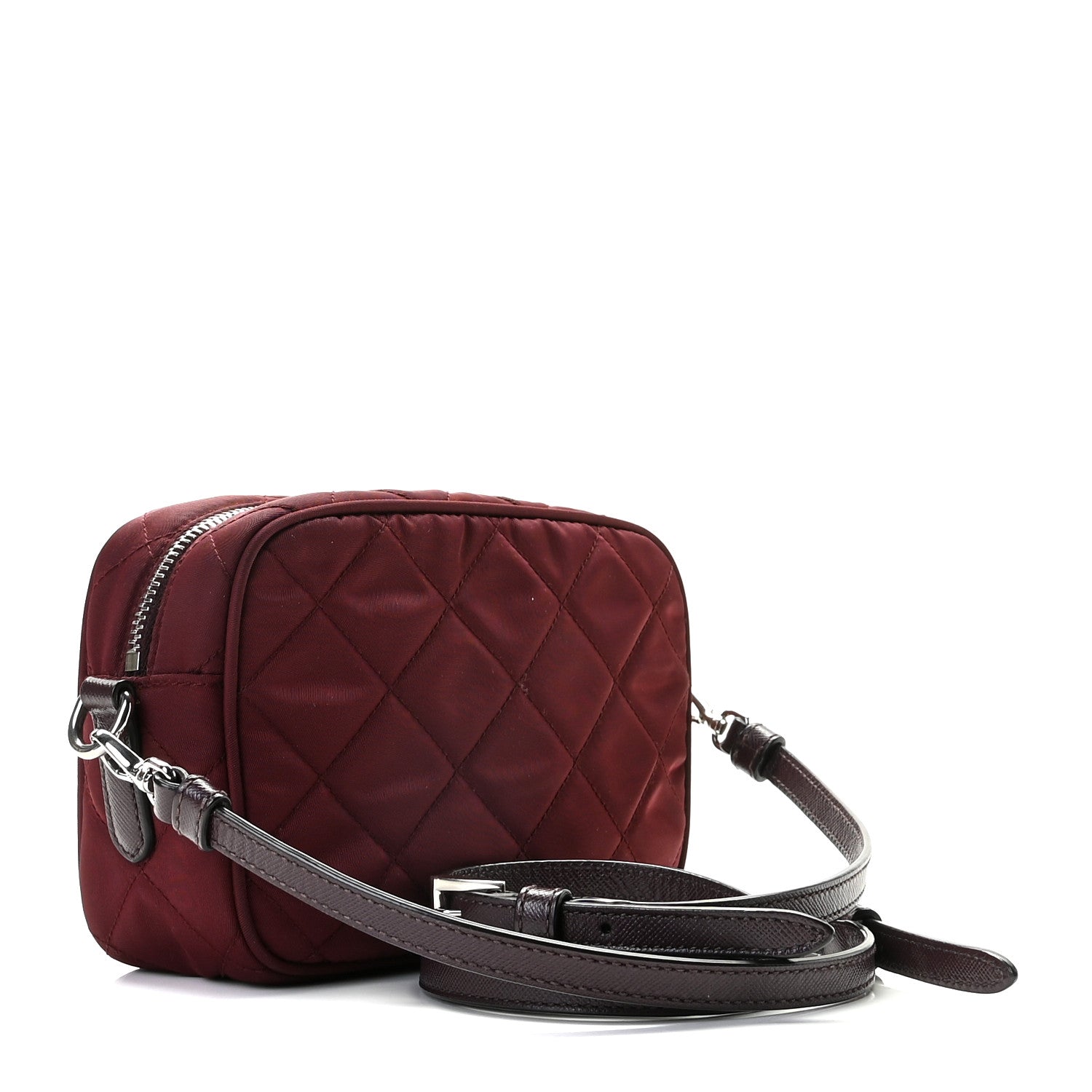 Prada Nylon Tessuto Impuntu Quilted Crossbody Bag Granato 2 of 7
