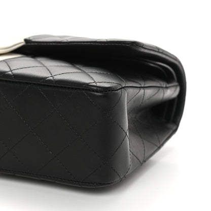 Chanel Lambskin Quilted Medium Double Flap Black White 6 of 9