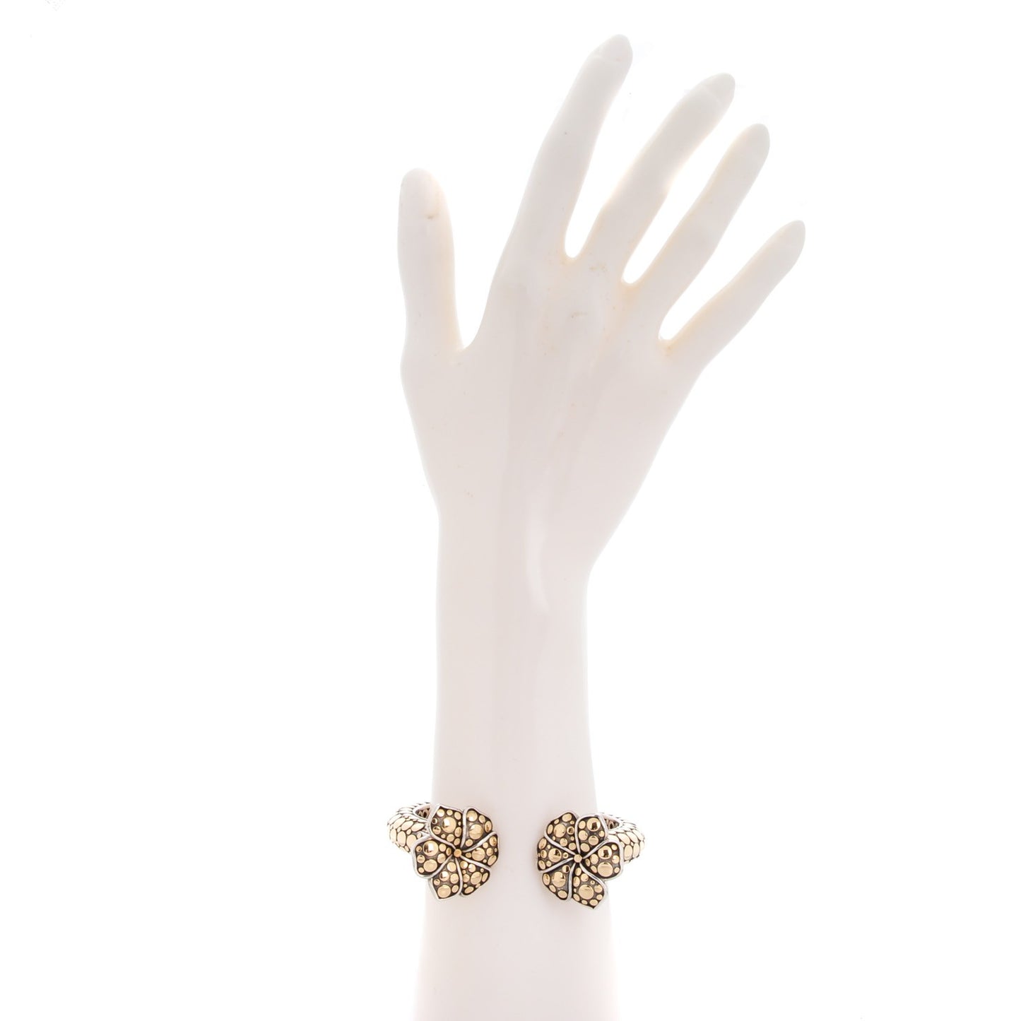18K Yellow Gold Sterling Silver Ayu Frangipani Flower Cuff M