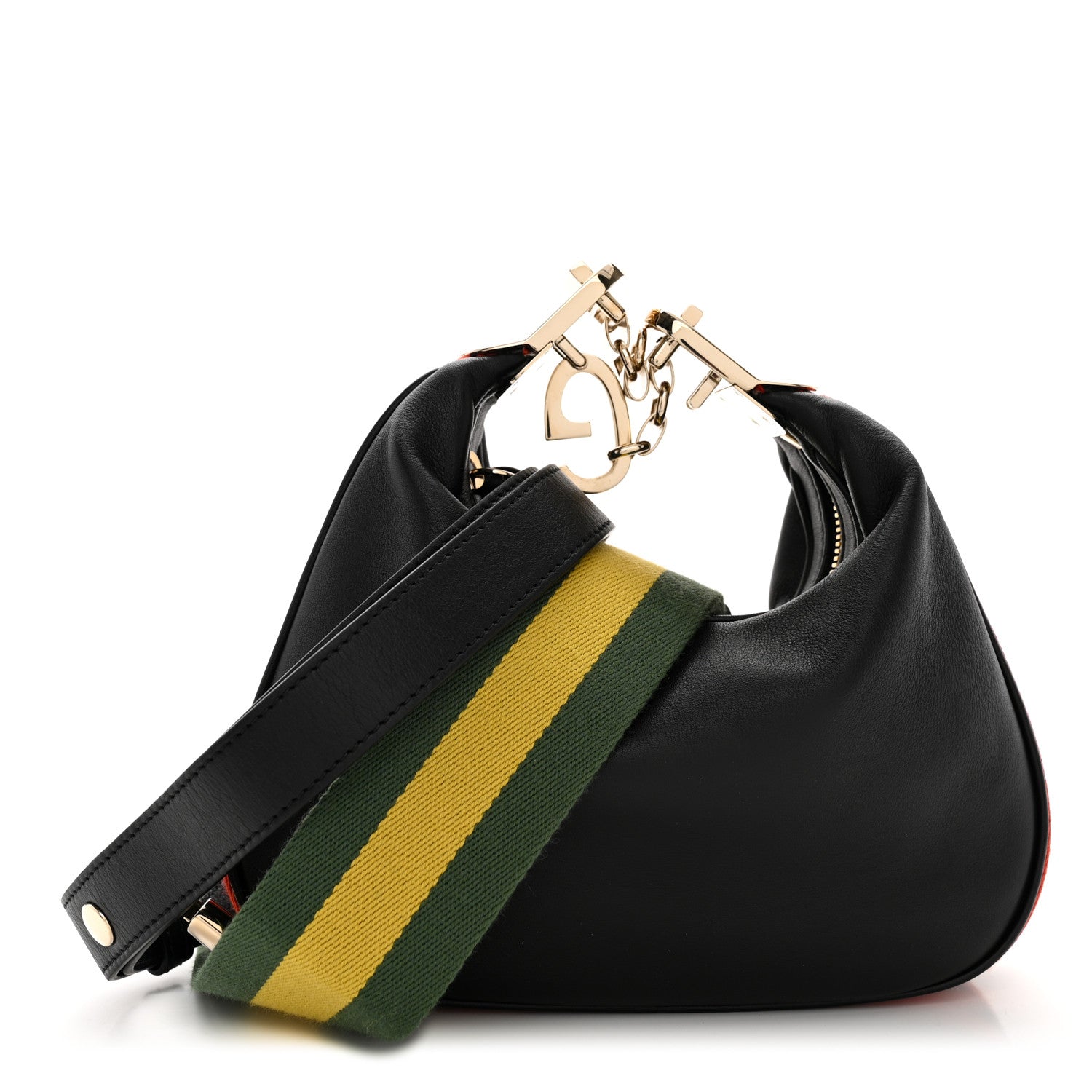 Gucci Aria Calfskin Web Small Attache Shoulder Bag Black 1 of 10
