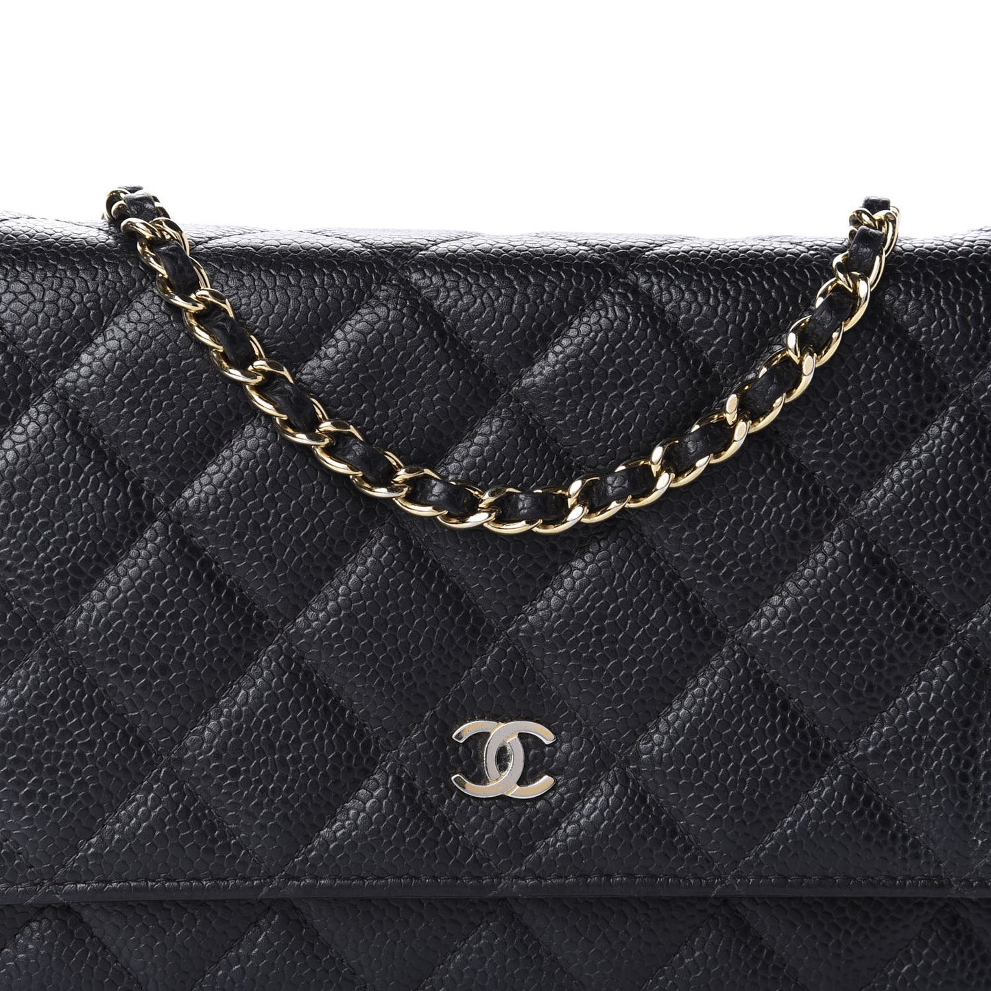 Caviar Quilted Wallet On Chain WOC Black