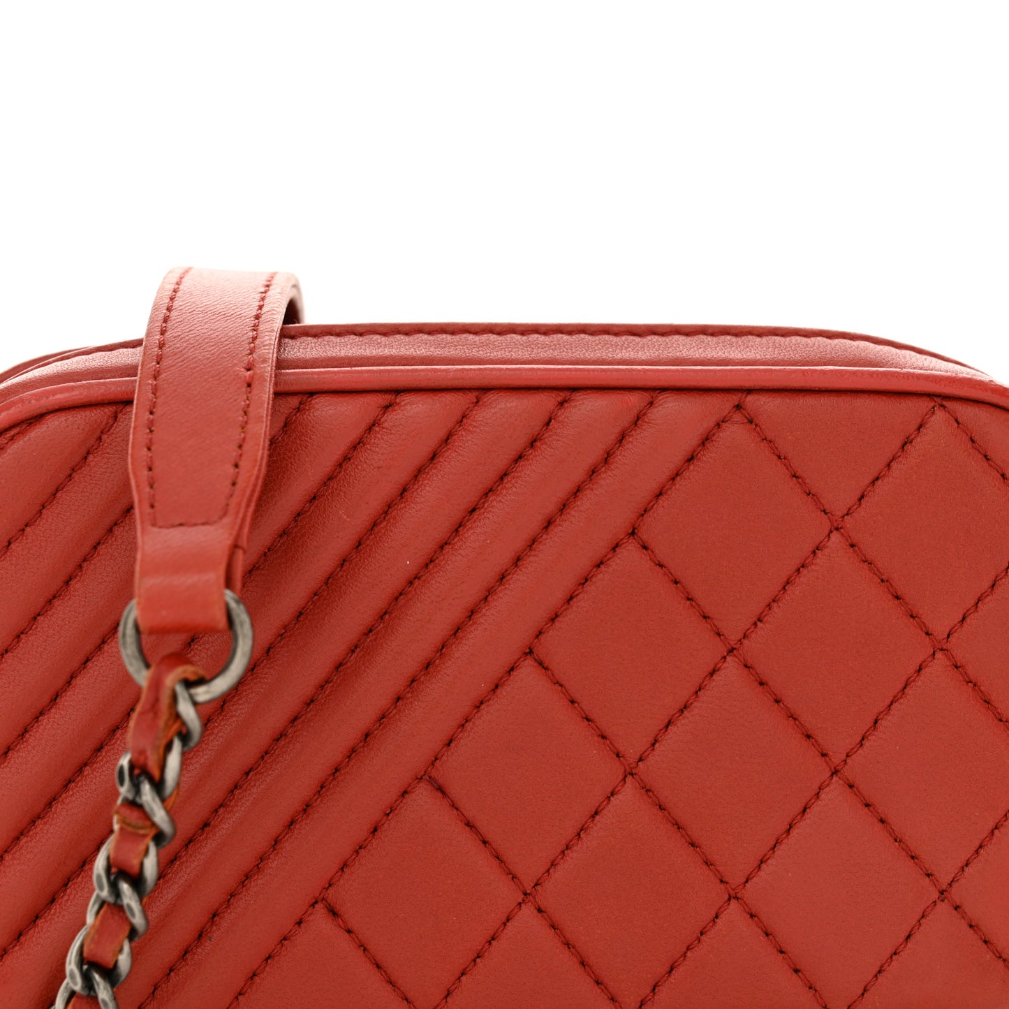 Lambskin Quilted Mini Coco Boy Camera Case Red