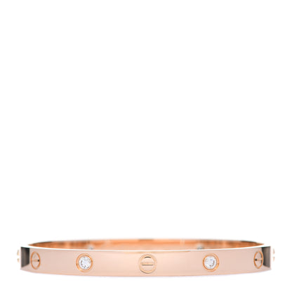 Cartier 18K Pink Gold 4 Diamond LOVE Bracelet 18 1 of 6