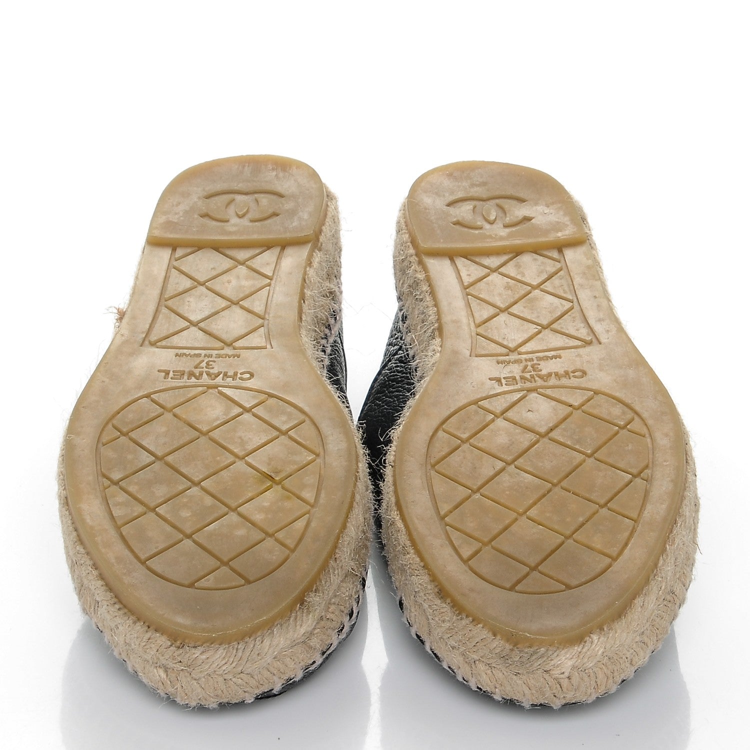 Chanel Grained Calfskin CC Espadrilles 37 Navy Black 5 of 11