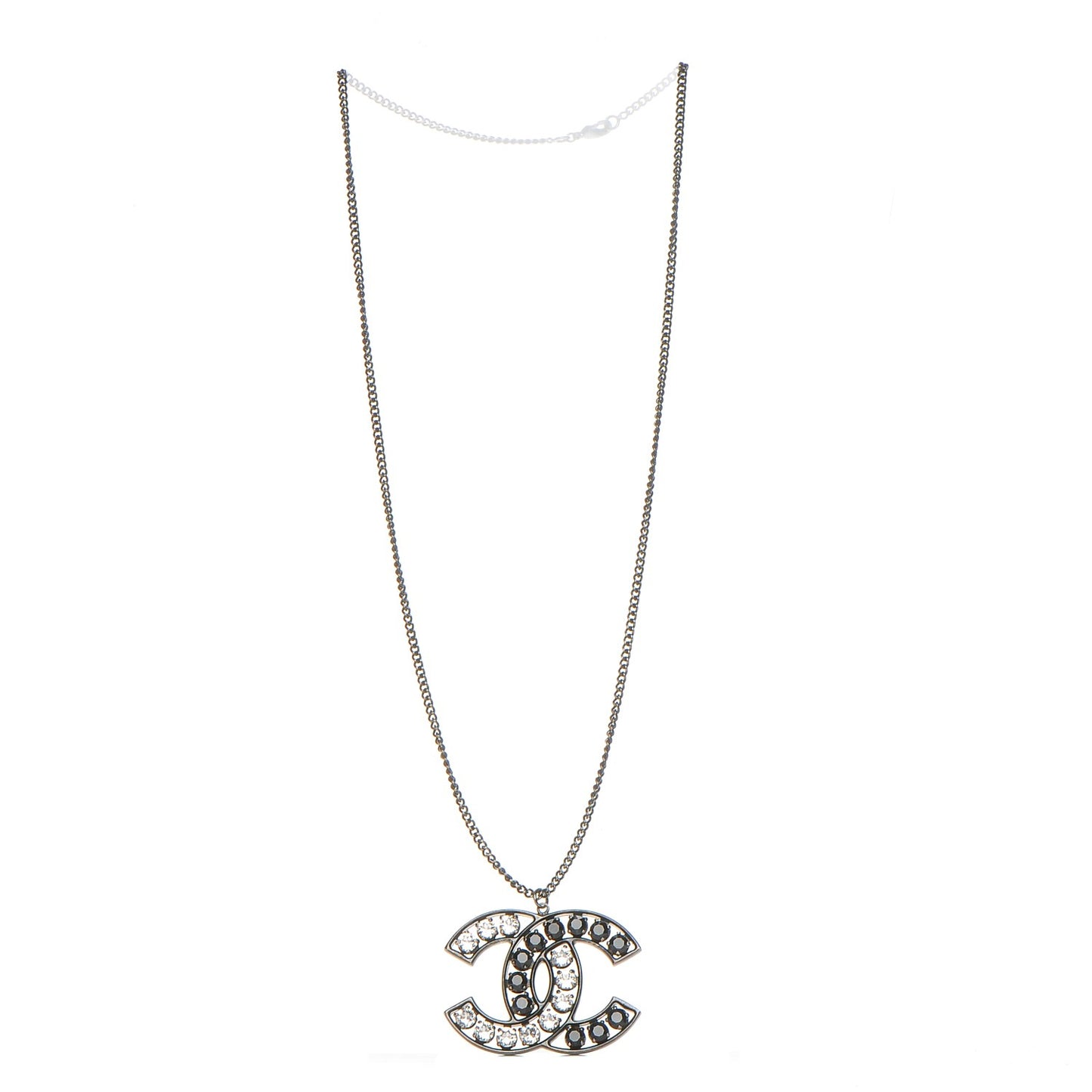 Ruthenium Crystal CC Necklace Black