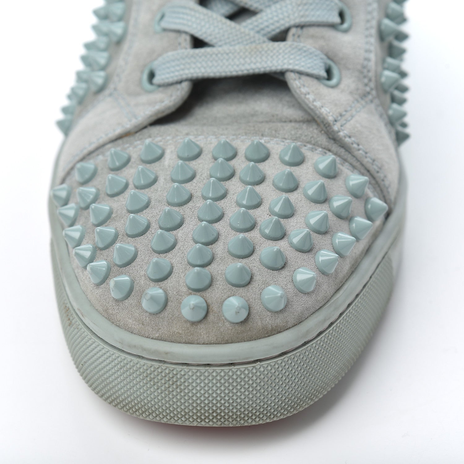Christian Louboutin Veau Velours Mens Louis Orlato Flat Spikes Sneakers 42 Light Green 14 of 23