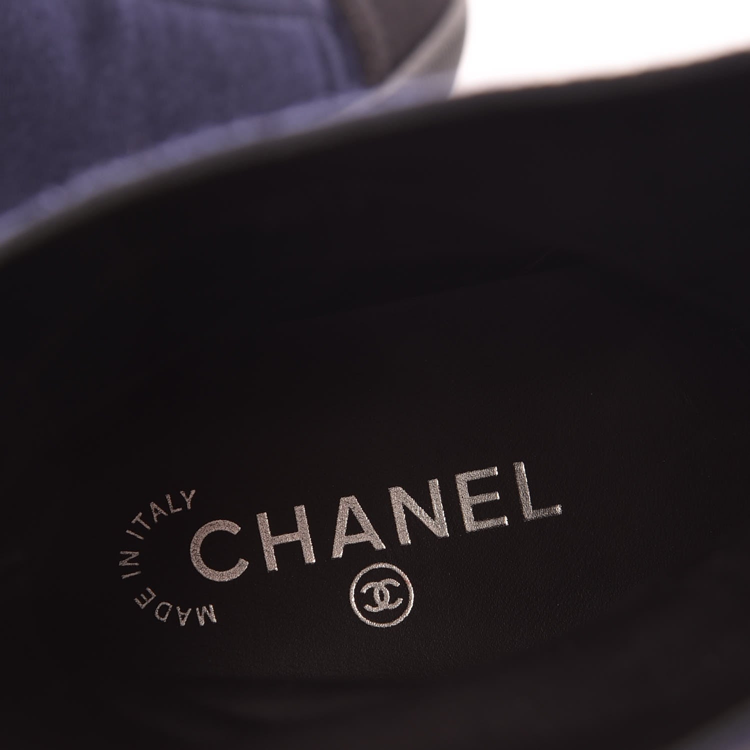 Chanel Jersey Lace Up High Top Sneakers 38.5 Black Navy 7 of 8