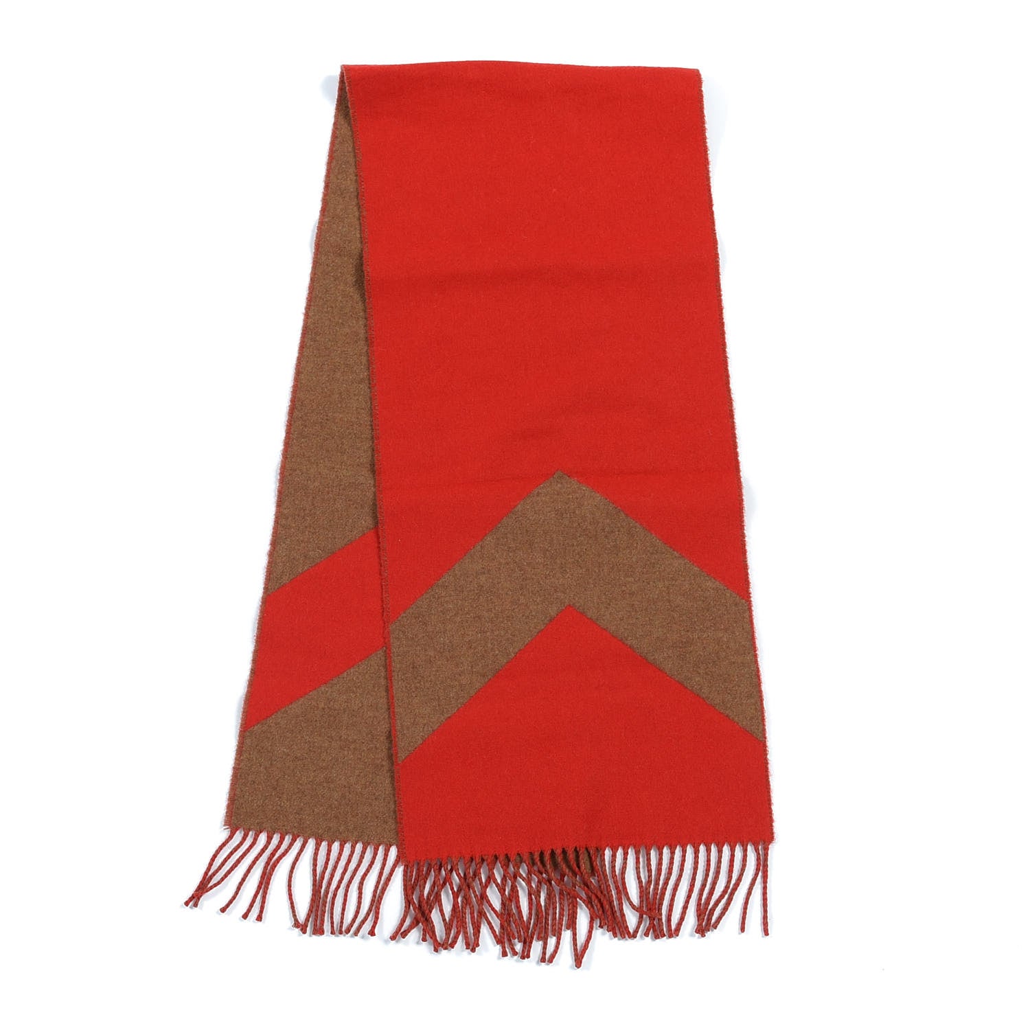 Hermes Cashmere Casaque Chevron Muffler Rouge Vif Noisette 2 of 4