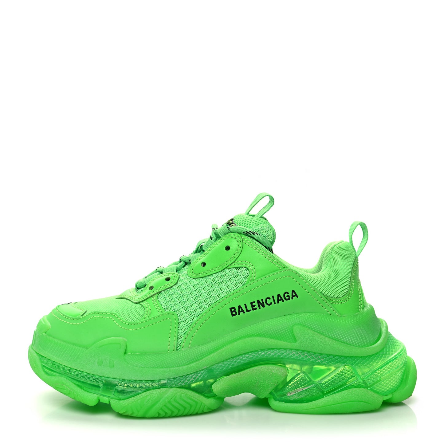 Fabric Mesh Clear Sole Womens Triple S Sneakers 37 Fluo Green