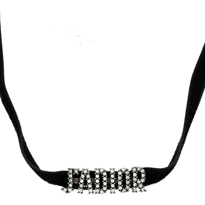 Christian Dior Velvet Crystal J’Adior Choker Necklace Black 1 of 5