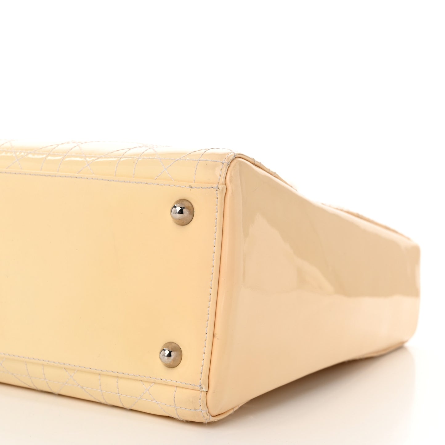 Patent Cannage Stitched Large Lady Dior Beige