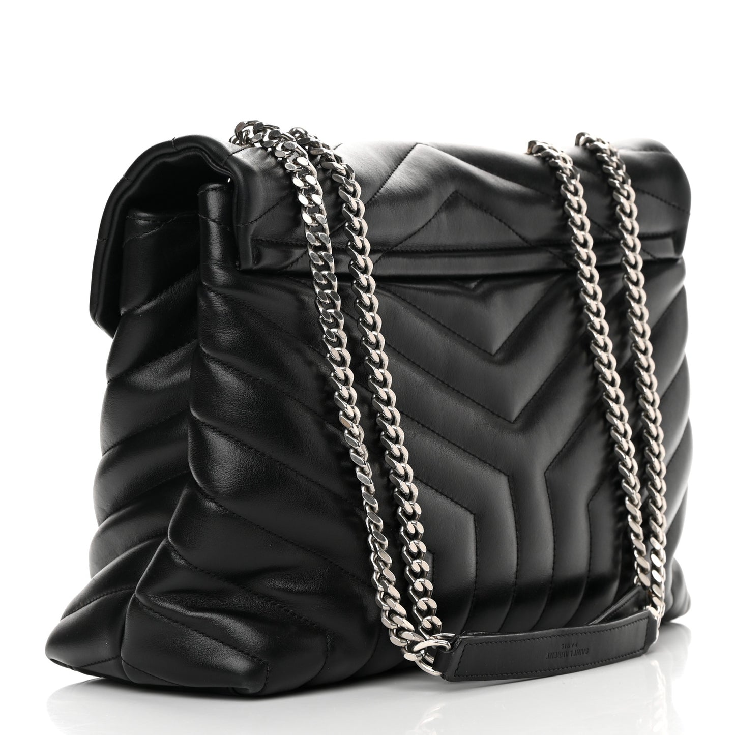 Calfskin Y Quilted Monogram Medium Loulou Satchel Black