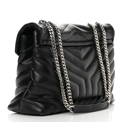Saint Laurent Calfskin Y Quilted Monogram Medium Loulou Satchel Black 3 of 17