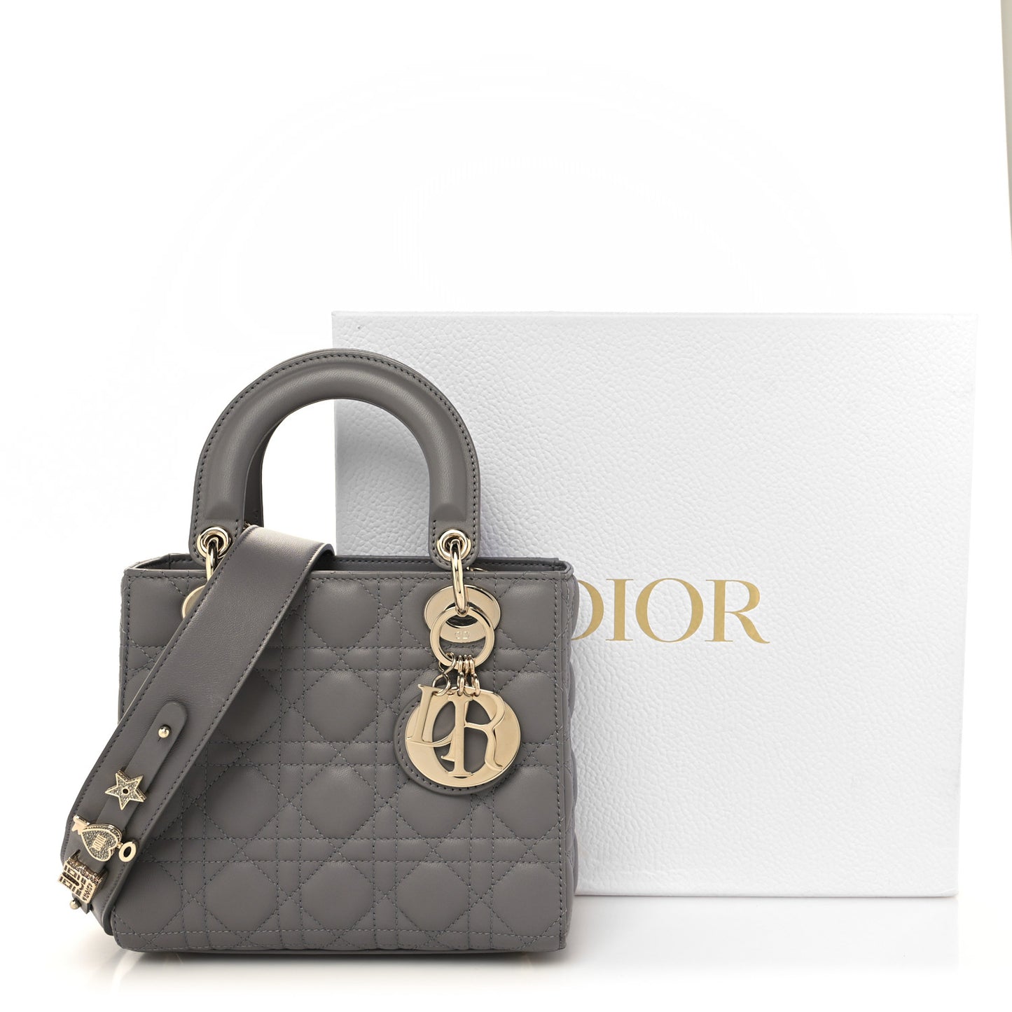 Lambskin Cannage Small My ABCDior Lady Dior Grey