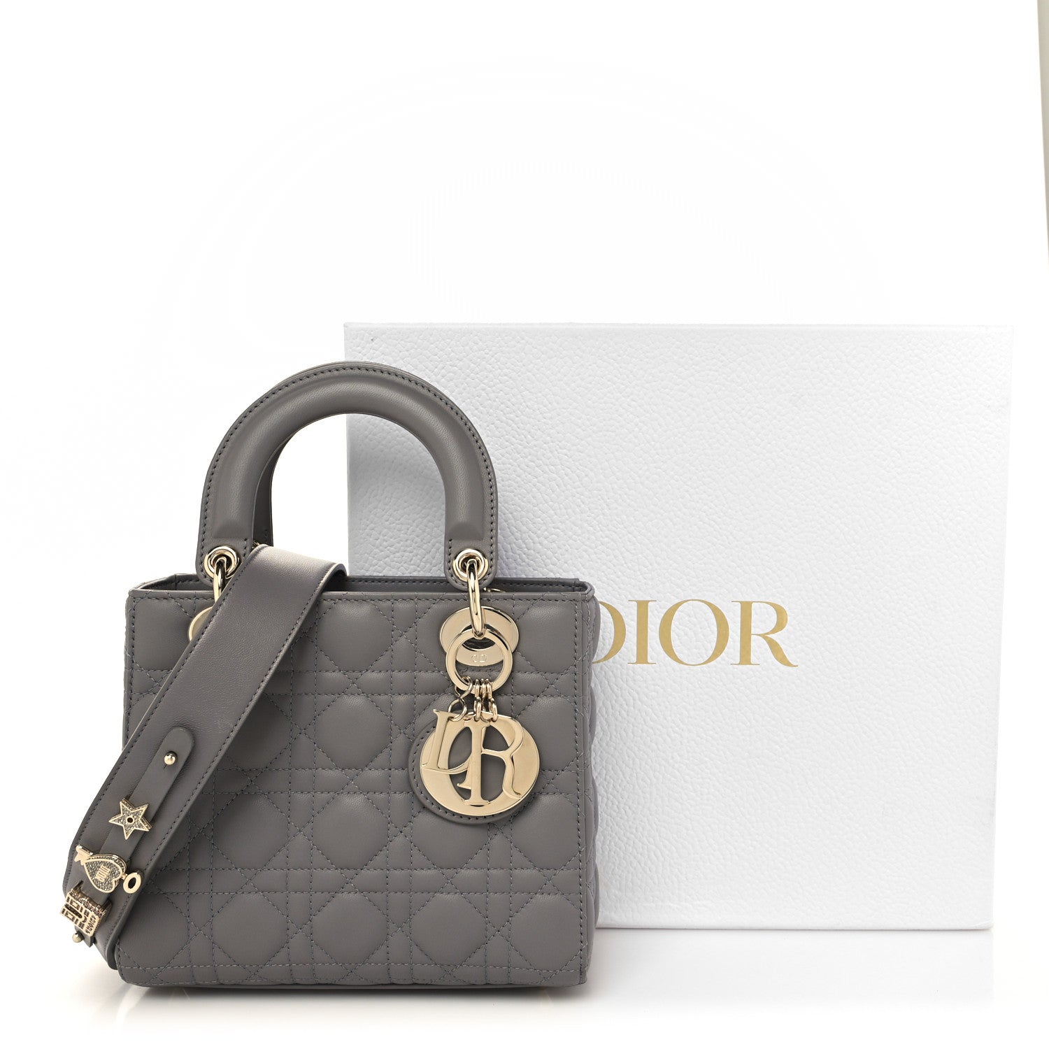 Christian Dior Lambskin Cannage Small My ABCDior Lady Dior Grey 11 of 11