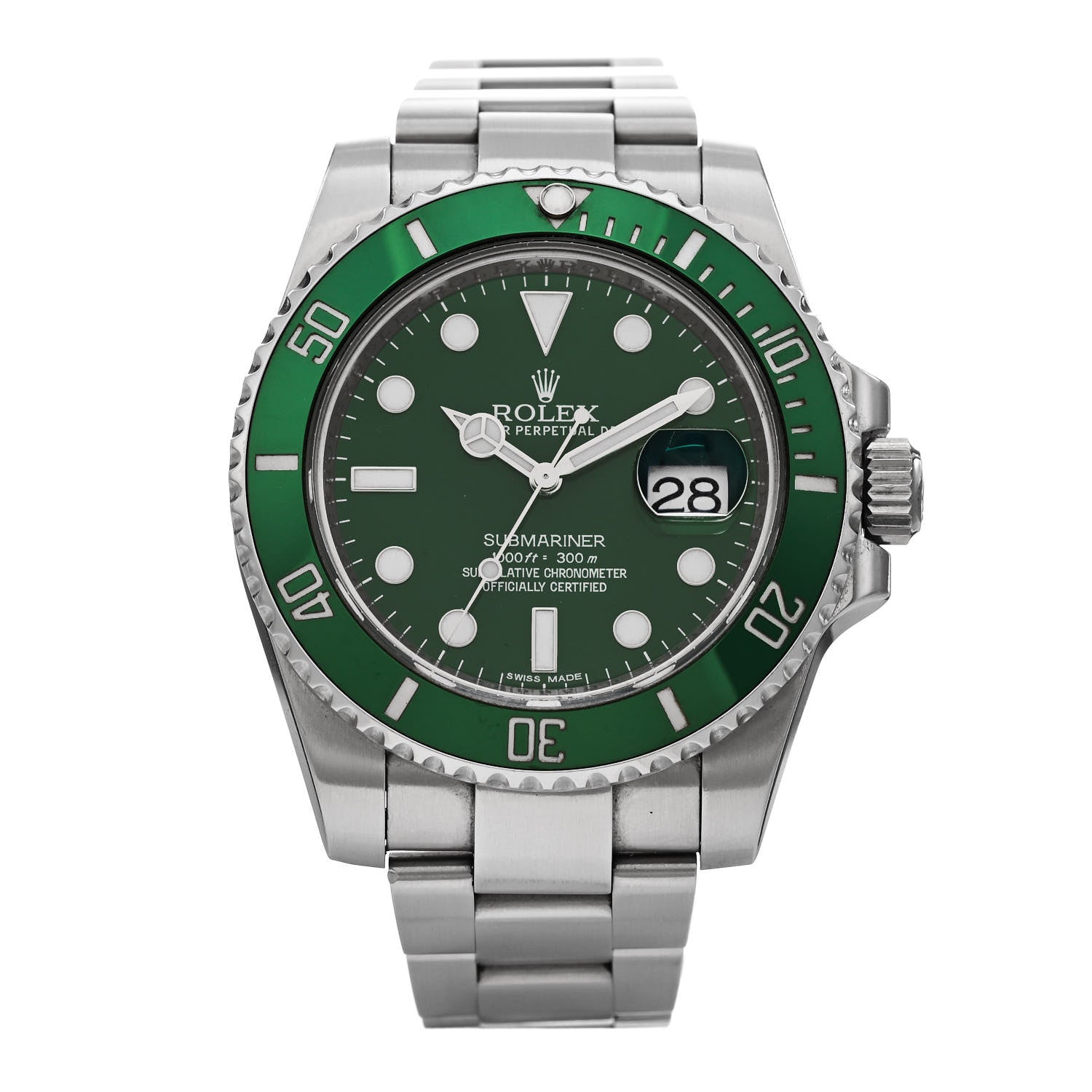 Rolex Stainless Steel 40mm Oyster Perpetual Submariner Date Hulk Watch Green 116610LV 1 of 4