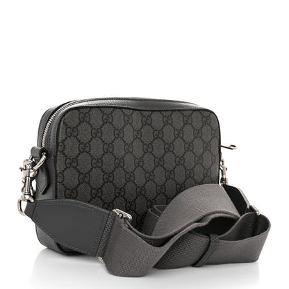 Gucci GG Supreme Monogram Textured Dollar Calfskin Web Ophidia Wristlet Shoulder Bag Grey Black Graphite Grey 3 of 10