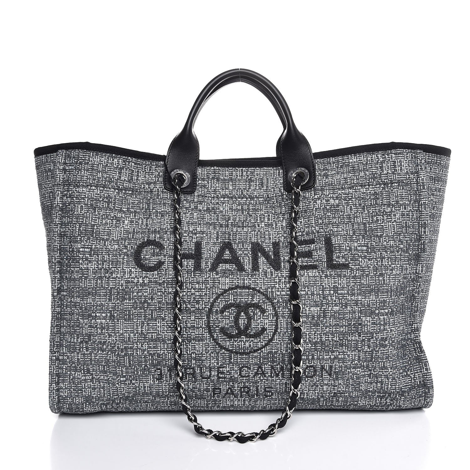 Chanel Canvas Large Deauville Tote Charcoal 1 of 8