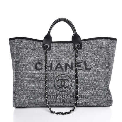 Chanel Canvas Large Deauville Tote Charcoal 1 of 8