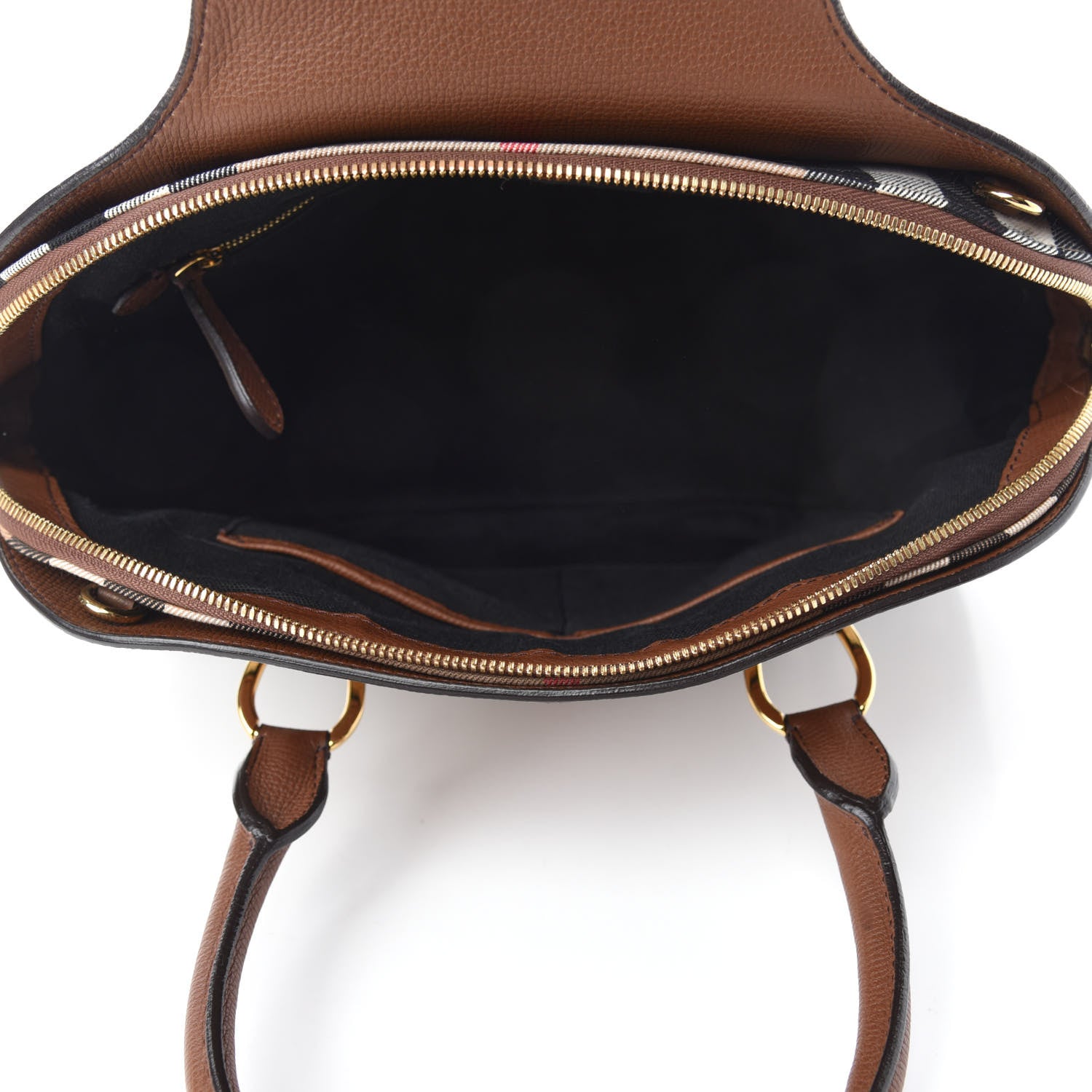 Burberry Derby Calfskin House Check Medium Milverton Satchel Tan 5 of 15