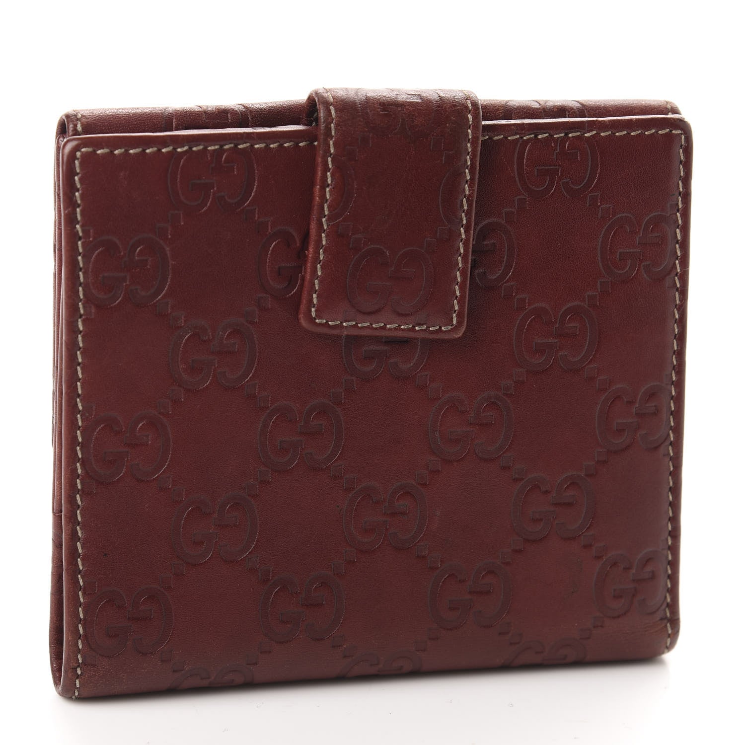 Gucci Guccissima Metal Bar French Flap Wallet Brown 3 of 8