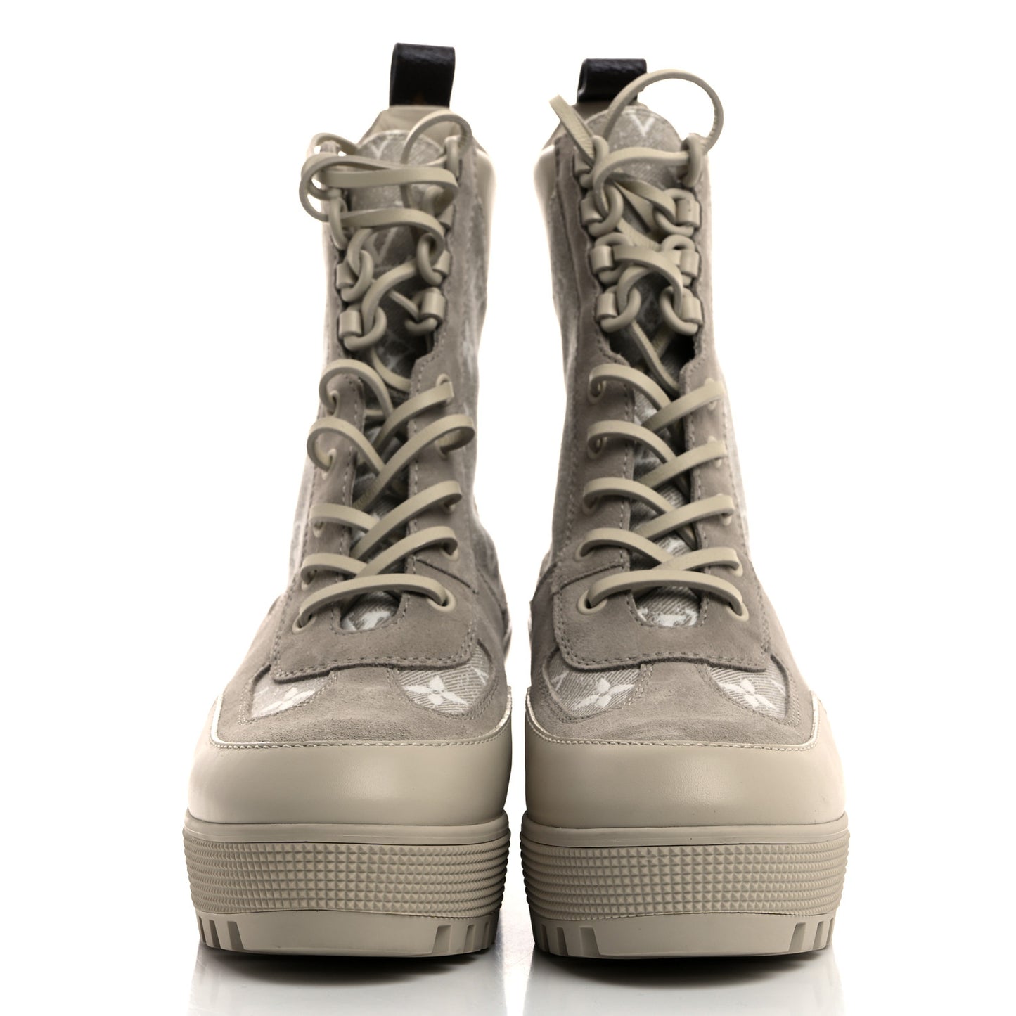 Suede Calfskin Laureate Platform Desert Boots 38.5 Beige