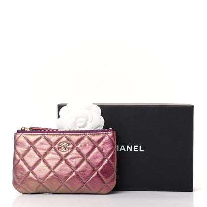 Chanel Iridescent Lambskin Quilted Small Cosmetic Case Purple 8 of 8
