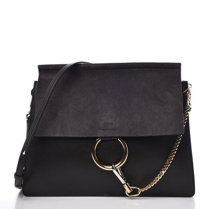 Chloe Calfskin Suede Medium Faye Shoulder Bag Carbon Grey 1 of 12