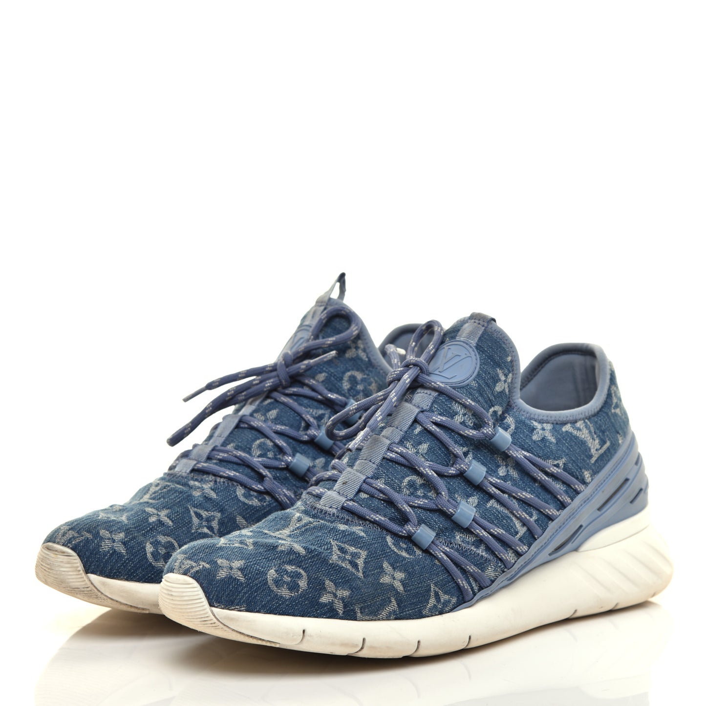 Denim Rubber Monogram Fastlane Low Sneakers 7.5 Navy