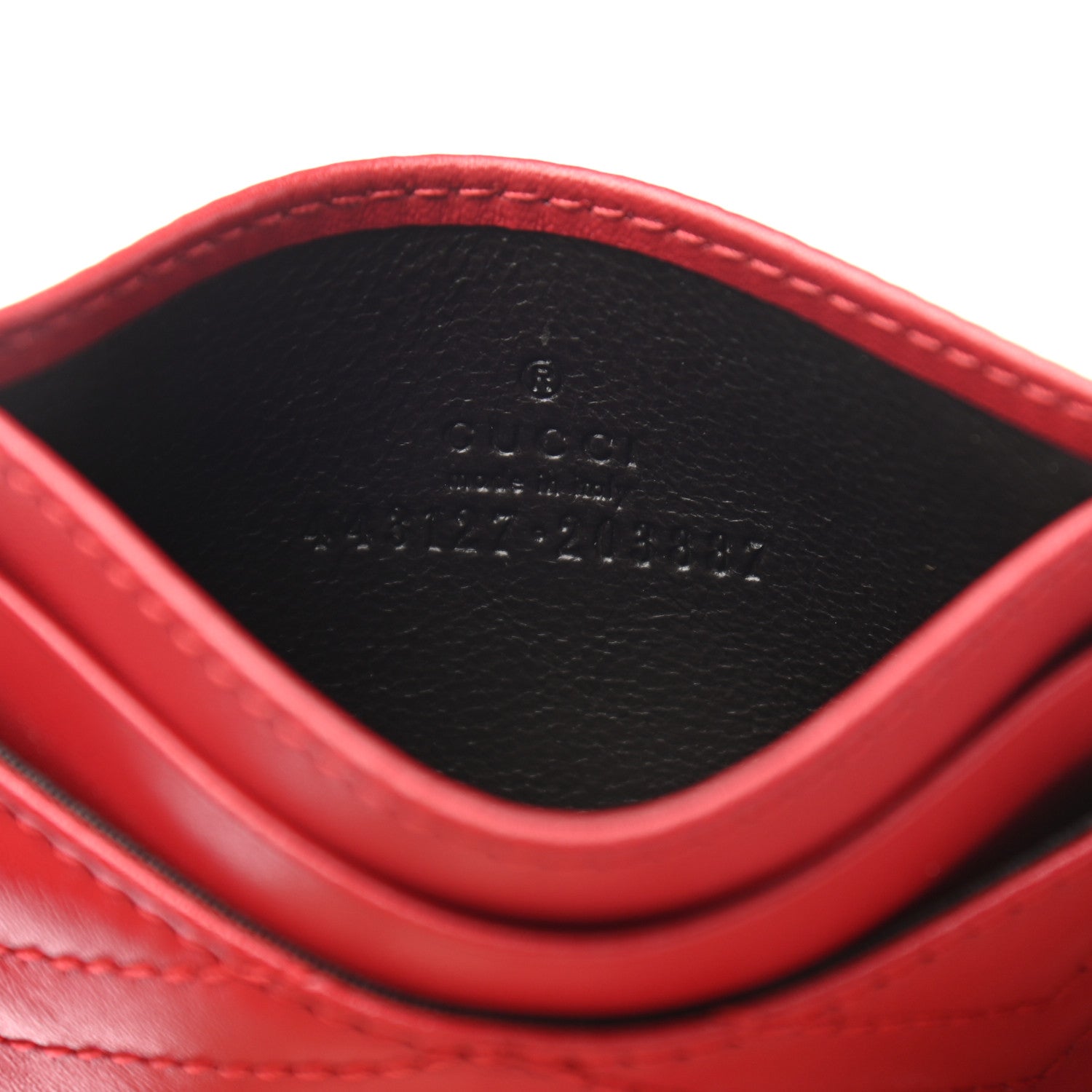 Gucci Calfskin Matelasse GG Marmont Card Holder Hibiscus Red 6 of 6