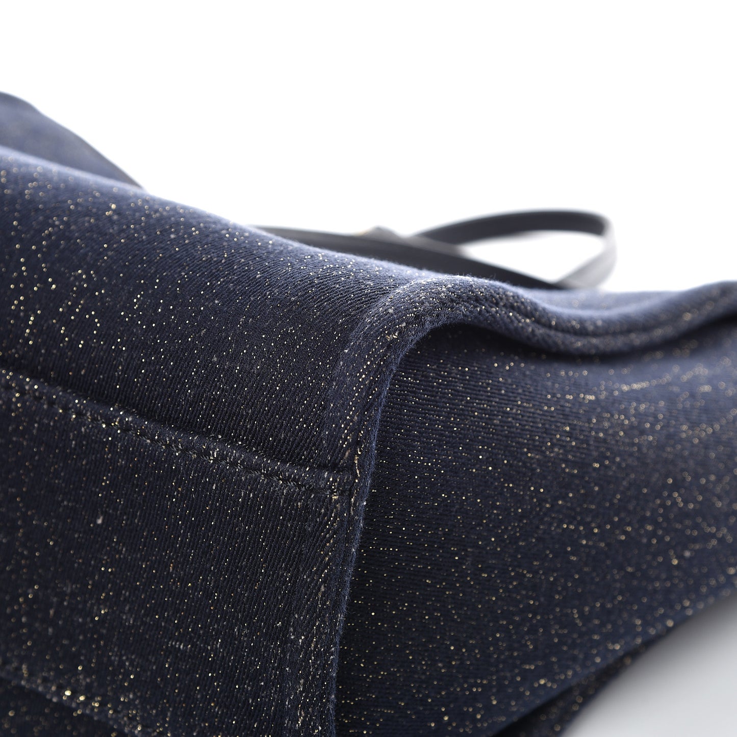 Lurex Canvas Small Deauville Tote Navy Blue Gold
