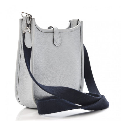 Hermes Taurillon Clemence Amazone Evelyne TPM Bleu Pale Indigo 3 of 10