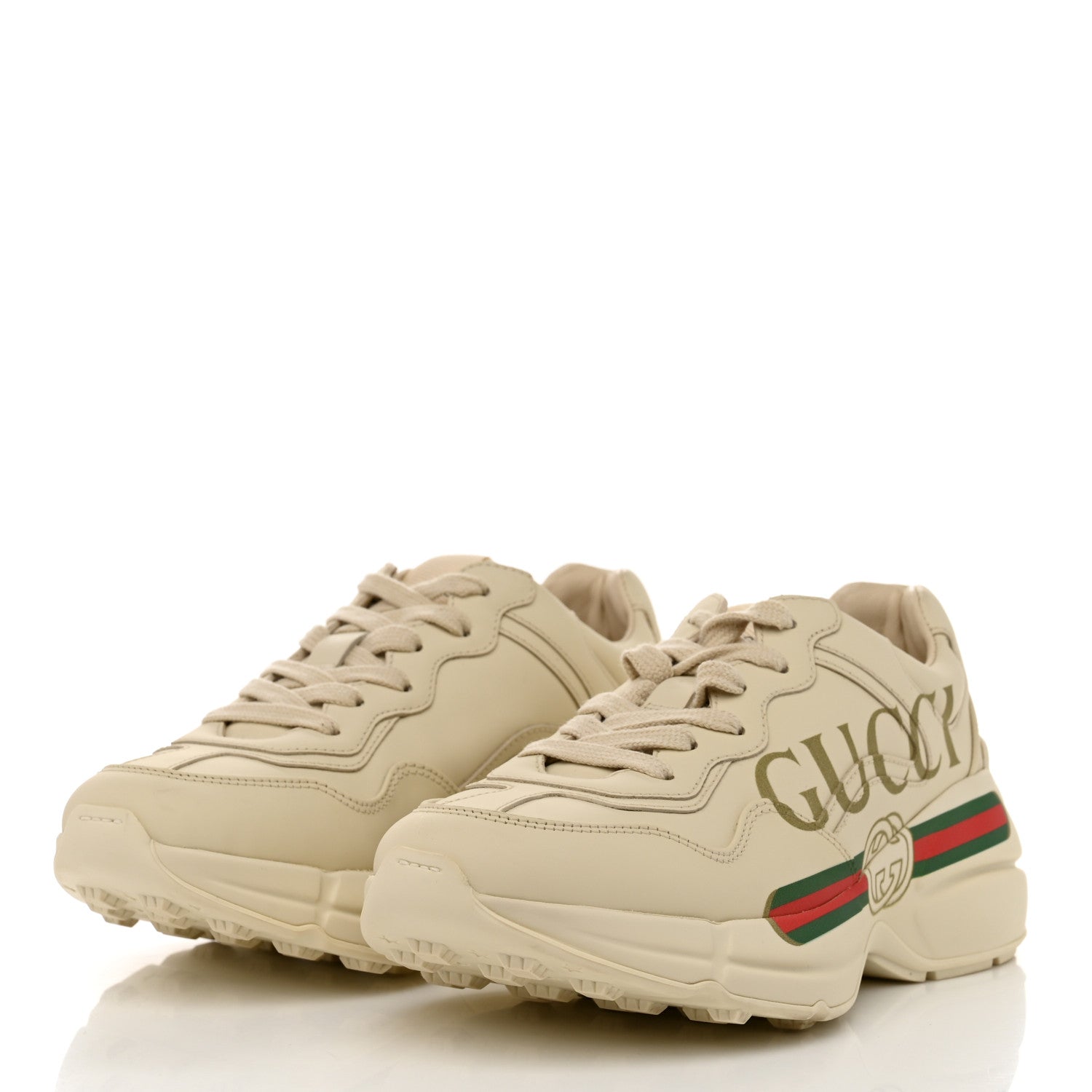 Gucci Calfskin Logo Womens Rhyton Sneakers 35 Ivory 3 of 9