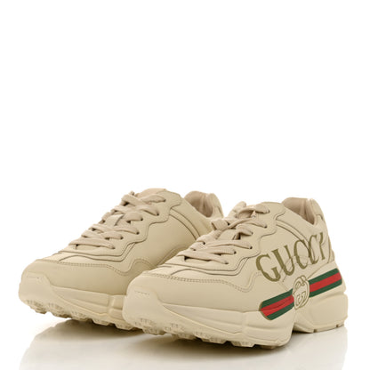 Gucci Calfskin Logo Womens Rhyton Sneakers 35 Ivory 3 of 9