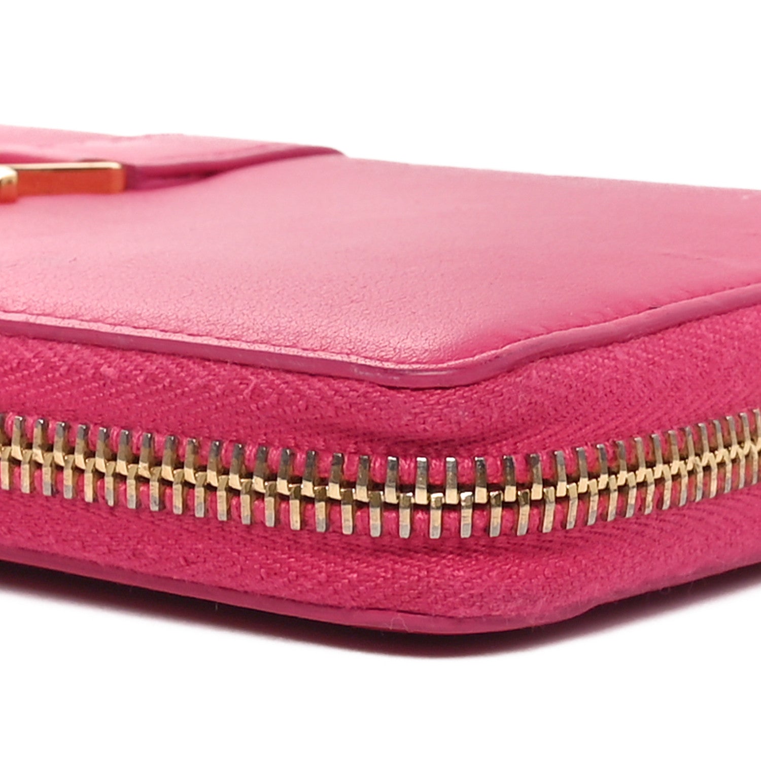 Saint Laurent Calfskin Monogram Zip Around Wallet Fuchsia 9 of 9