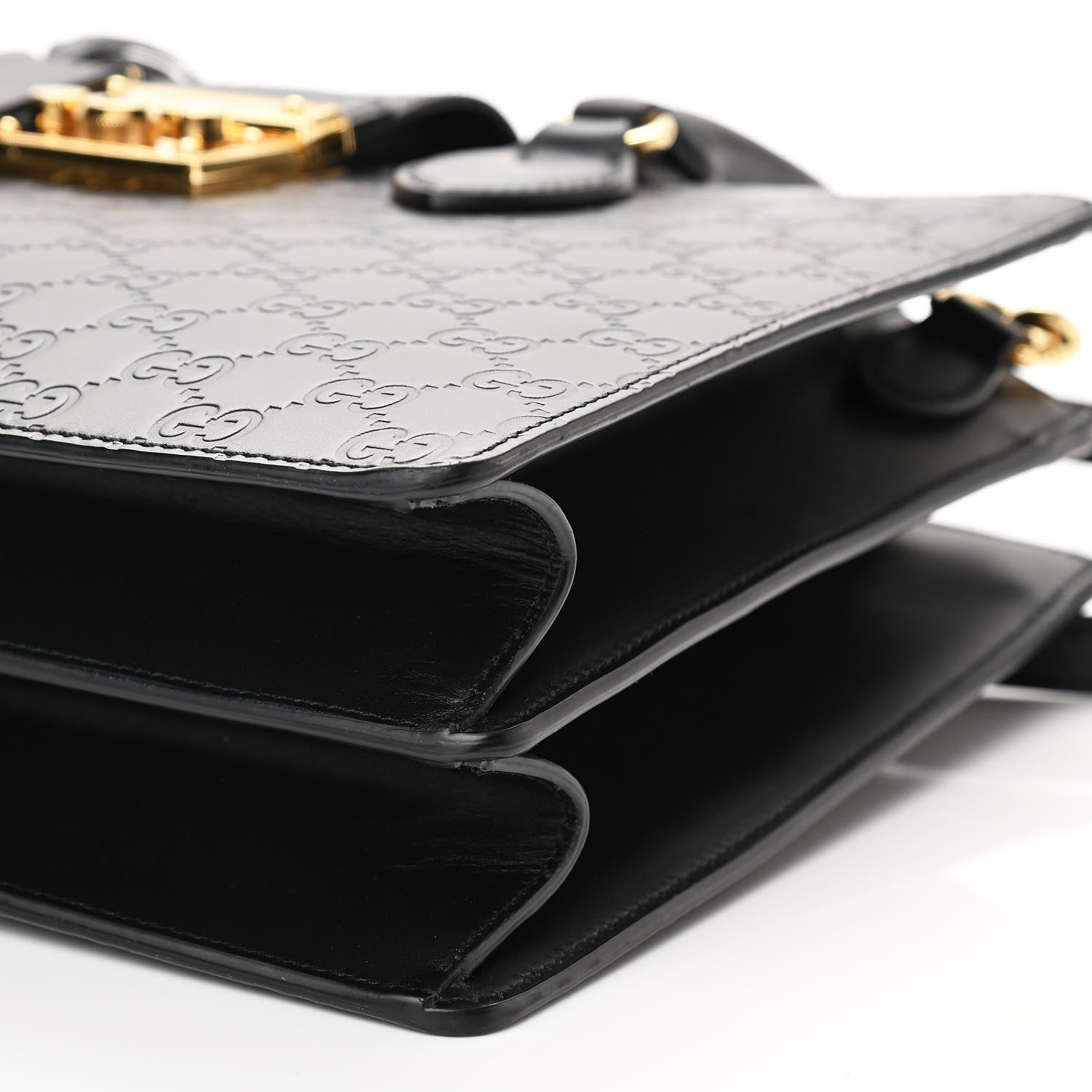 Gucci Guccissima Signature Padlock Double Handle Bag Black 10 of 10