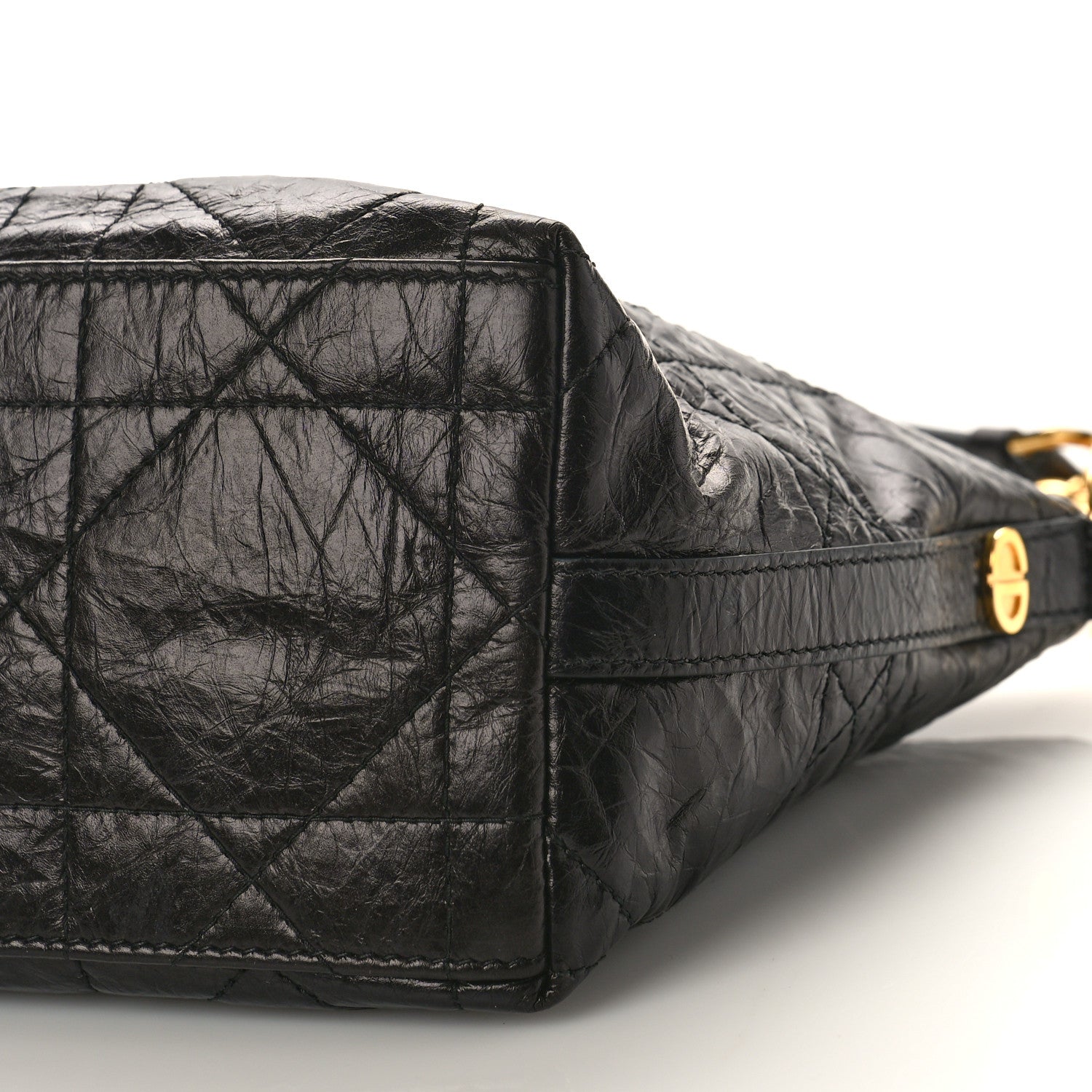 Christian Dior Crinkled Calfskin Macrocannage DiorStar Hobo Bag Black 8 of 8