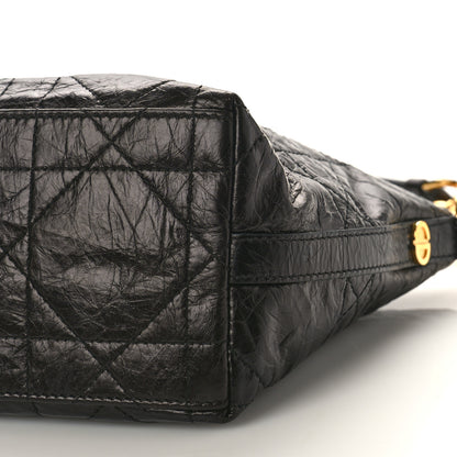 Christian Dior Crinkled Calfskin Macrocannage DiorStar Hobo Bag Black 8 of 8