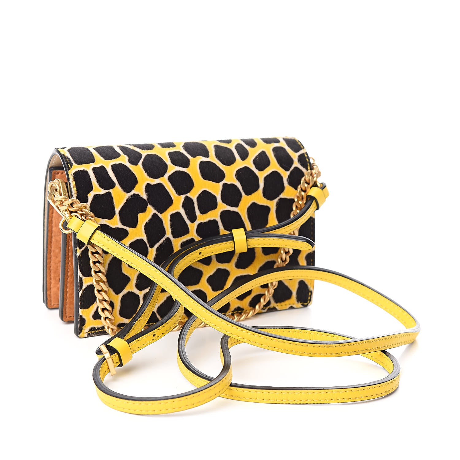 MCM Visetos Calf Hair Giraffe Print Cross Body Yellow 3 of 11