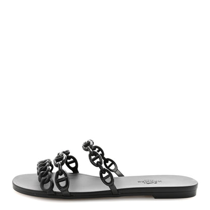 Hermes Rubber Chaine d'Ancre Rivage Sandals 35 Black 1 of 9