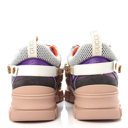 Gucci X SEGA Nylon Calfskin Suede Removable Crystals Womens Flashtrek Sneakers 40 New Lavender Loess Shine Purple 7 of 11