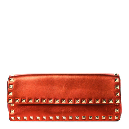 Valentino Garavani Metallic Nappa Rockstud Bangle Clutch Red 1 of 8
