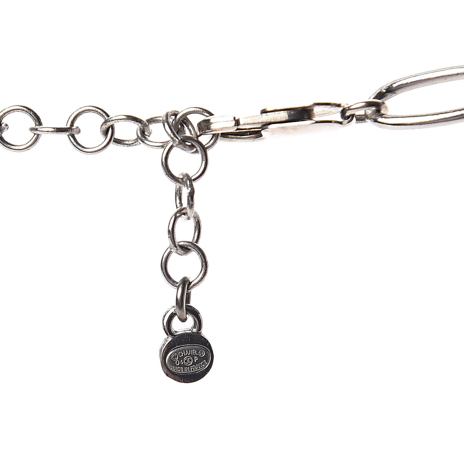 Chanel Crystal Bee Pendant Necklace Silver Multicolor 4 of 4